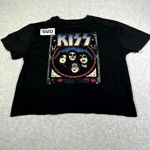 Kiss T Shirt Mens XL Black Cotton Crew Neck Graphic Print Tour 74 Rock Pop